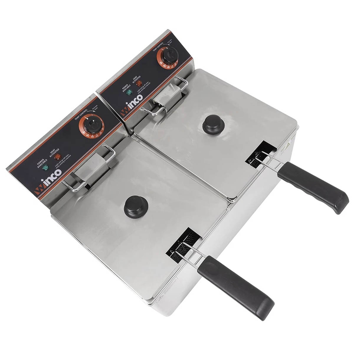 Winco EFT-32 Split Pot 32 lbs Countertop Electric Fryer, 120v/60/1-ph, (2) 1750 watts | 21.25" Wide