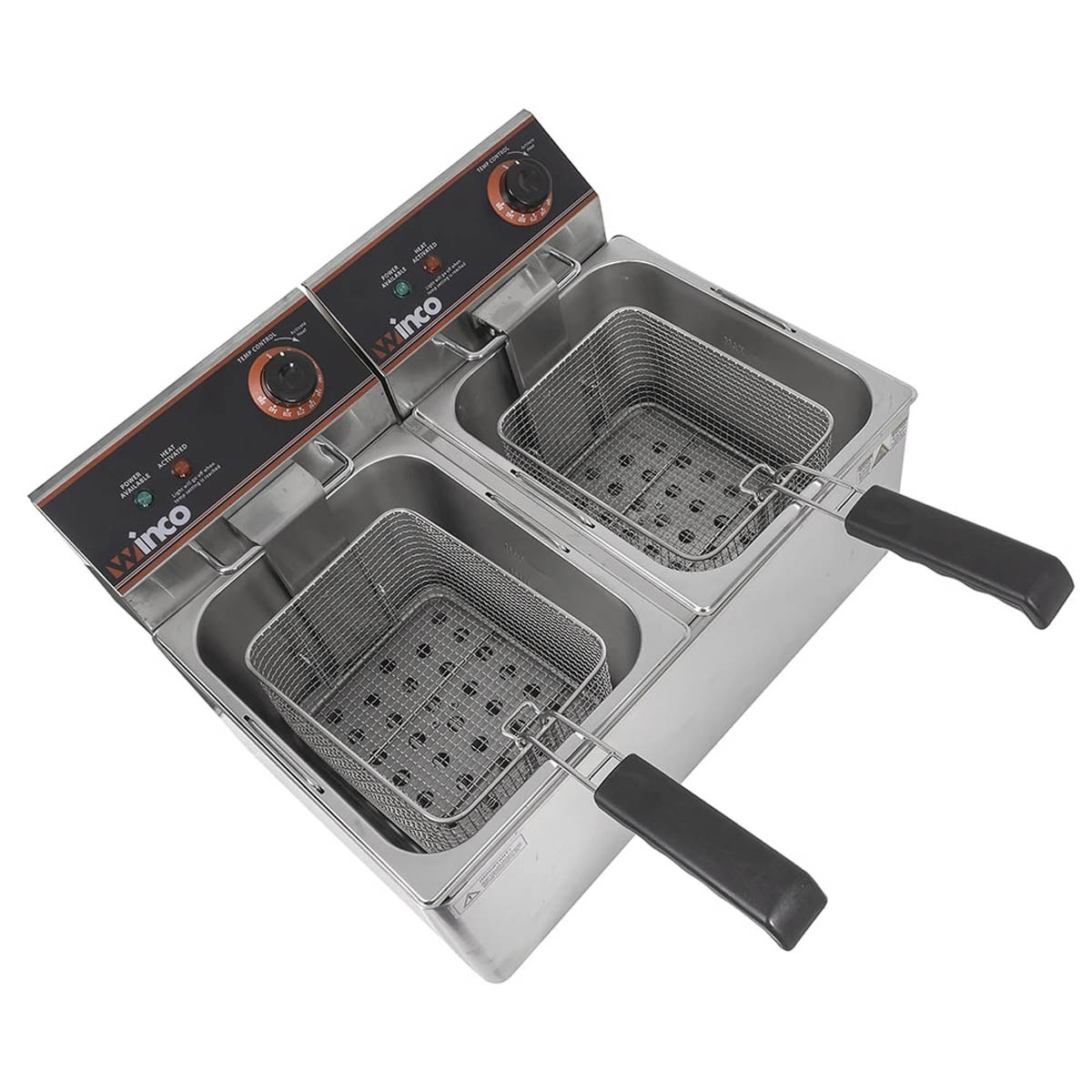 Winco EFT-32 Split Pot 32 lbs Countertop Electric Fryer, 120v/60/1-ph, (2) 1750 watts | 21.25" Wide