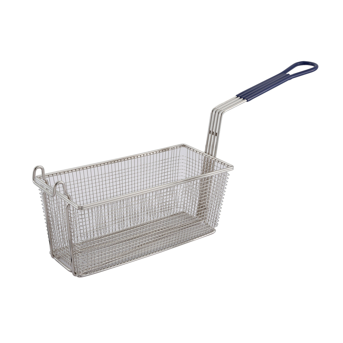 Winco FB-20 Nickel Plated Rectangular Fry Basket w/ Blue Handle | aluminum housing