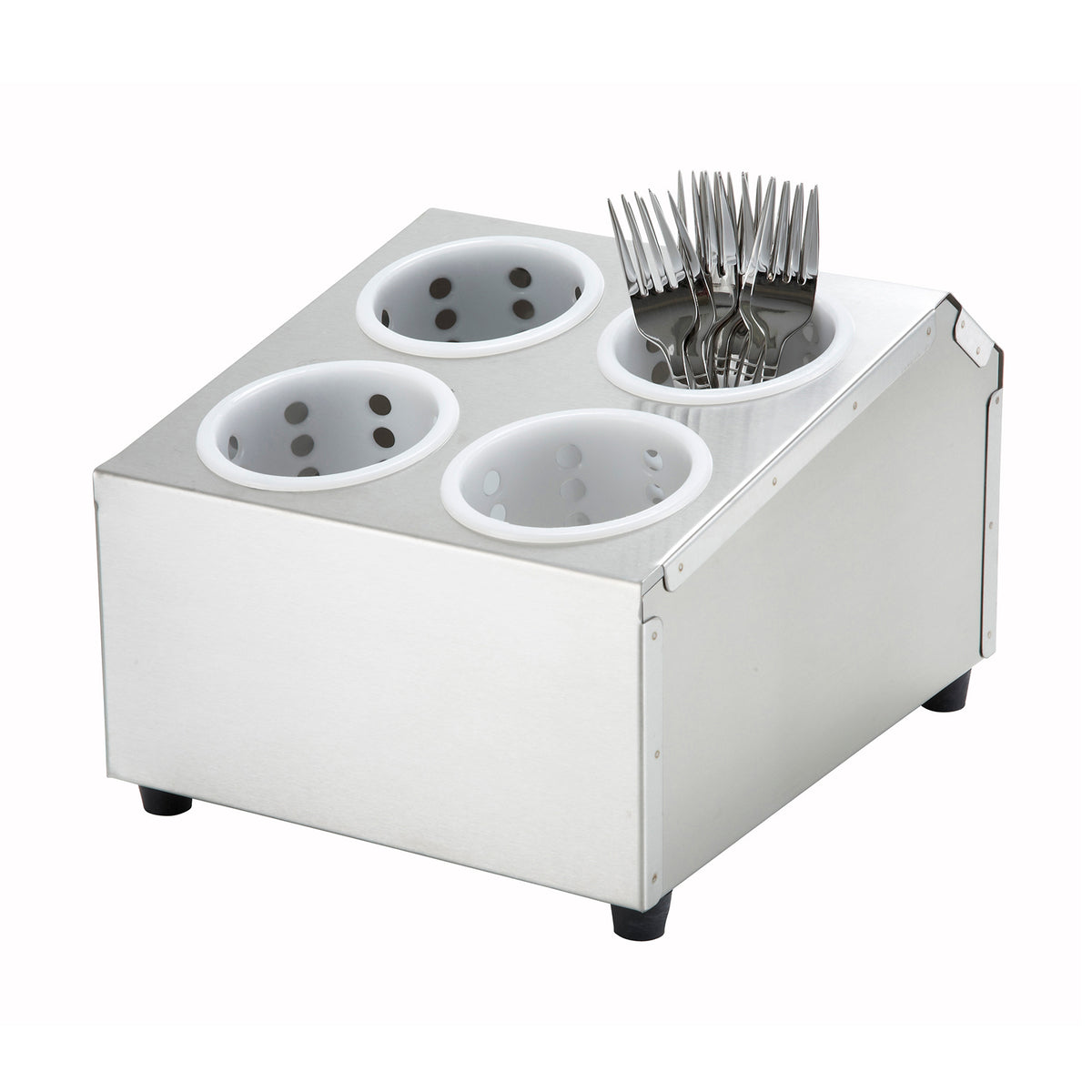 Winco FC-4H 2 Tier Flatware Cylinder Holder w/ 4 Holes | stainless steel