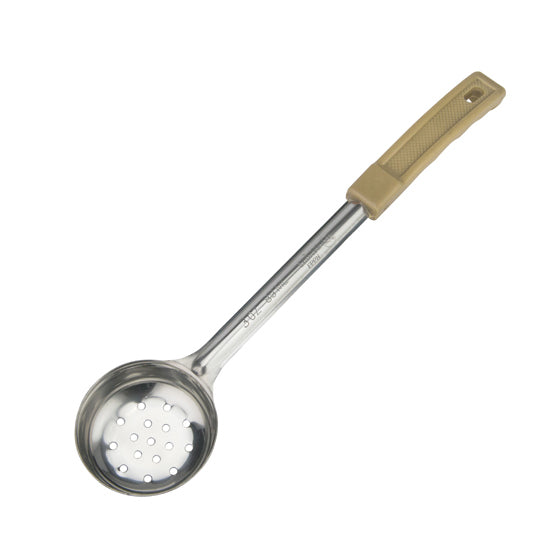 Winco FPPN-3 3 oz. One-Piece Perforated Food Portioner, Tan Handle, Prime | stainless steel with plastic handle