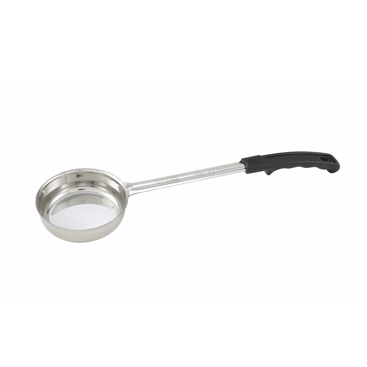 Winco FPS-6 6 oz. One-Piece Solid Food Portioner, Black Handle | stainless steel with plastic handle