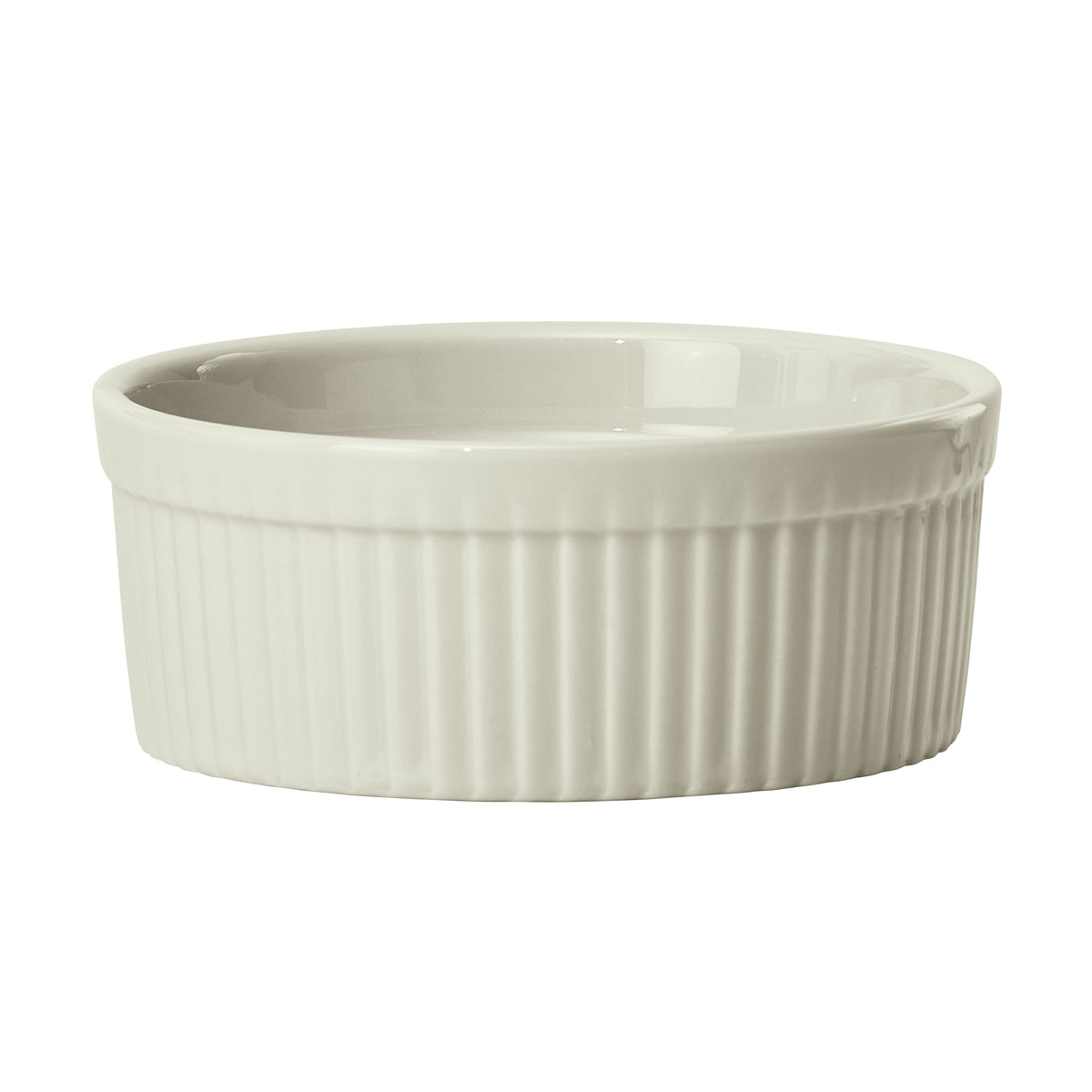 Winco FRR-10-AW Ramekin Sauce Cup, 10 oz (4"x4"x1.75"), Fluted Porcelain, American White - 1 Dozen | 10 oz and up