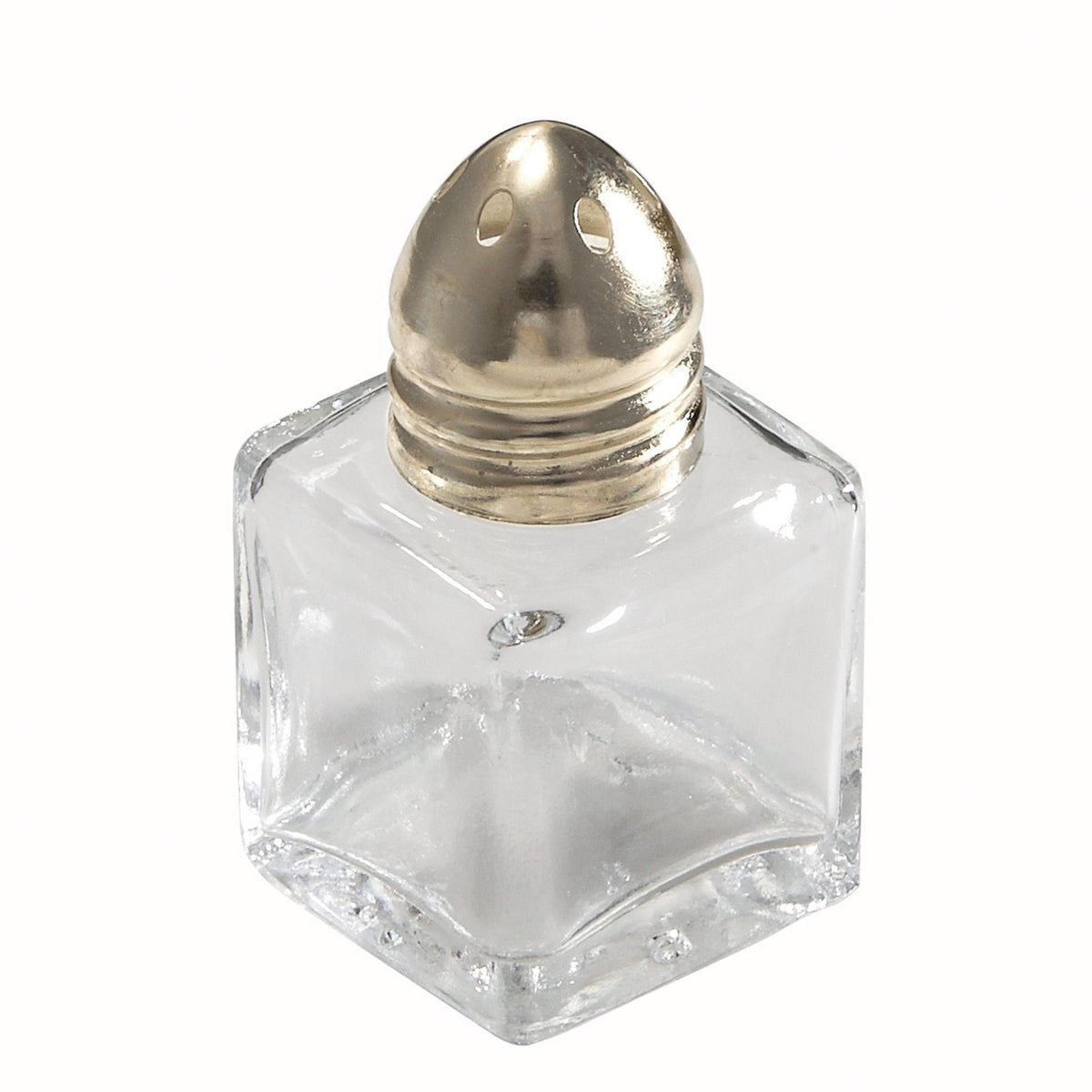 Winco G-101 1/2 oz Square Glass Salt Shaker, Brass Top, Single, Brass Finish - 1 Dozen