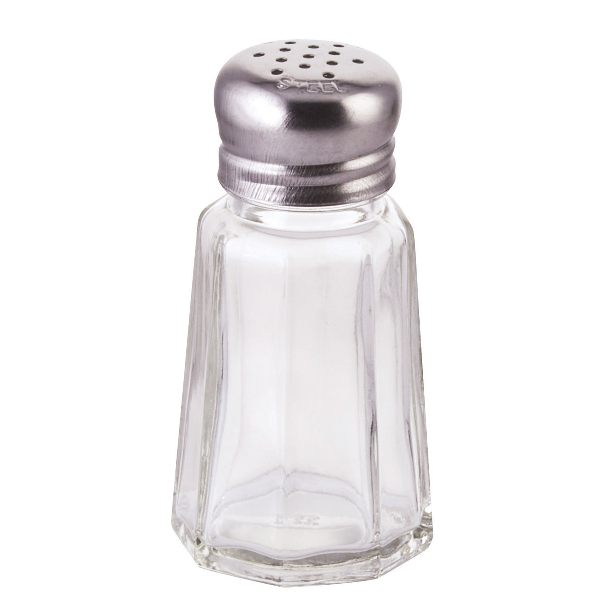 Winco G-105 Glass Salt & Pepper Shaker, 1 oz, 18/0 Stainless Mushroom Top, Glass Jar - 1 Dozen