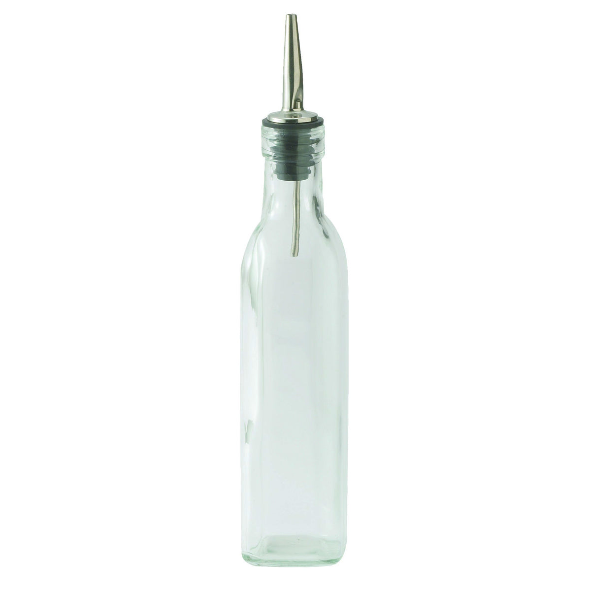 Winco GOB-8 Glass 8 oz. Oil/Vinegar Cruet with Pourer/ Square | 0" Wide
