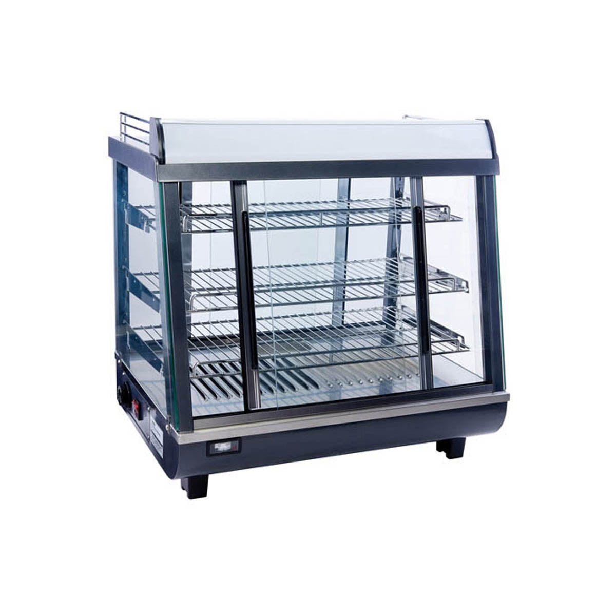 Winco HDM-26 Countertop Hot Food Display, 26-1/2" width, 3 shelves, water pan, 4 doors 120V 1000W - Set
