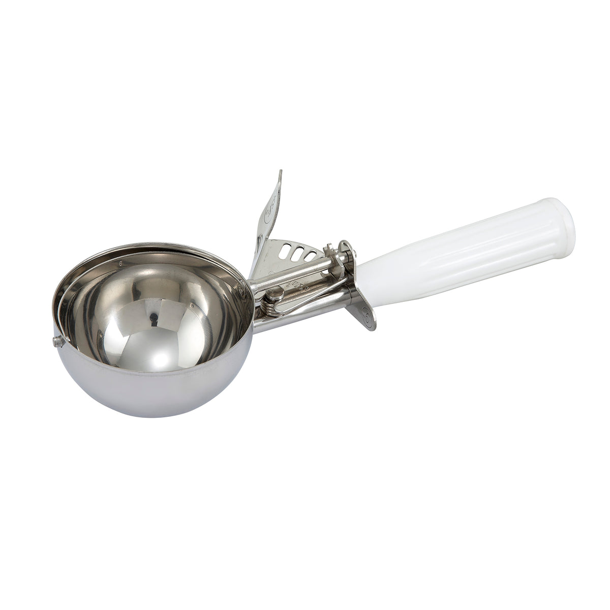 Winco ICD-6 Size 6 White Stainless Steel Ice Cream Disher with Plastic Handle | 4 - 5 oz