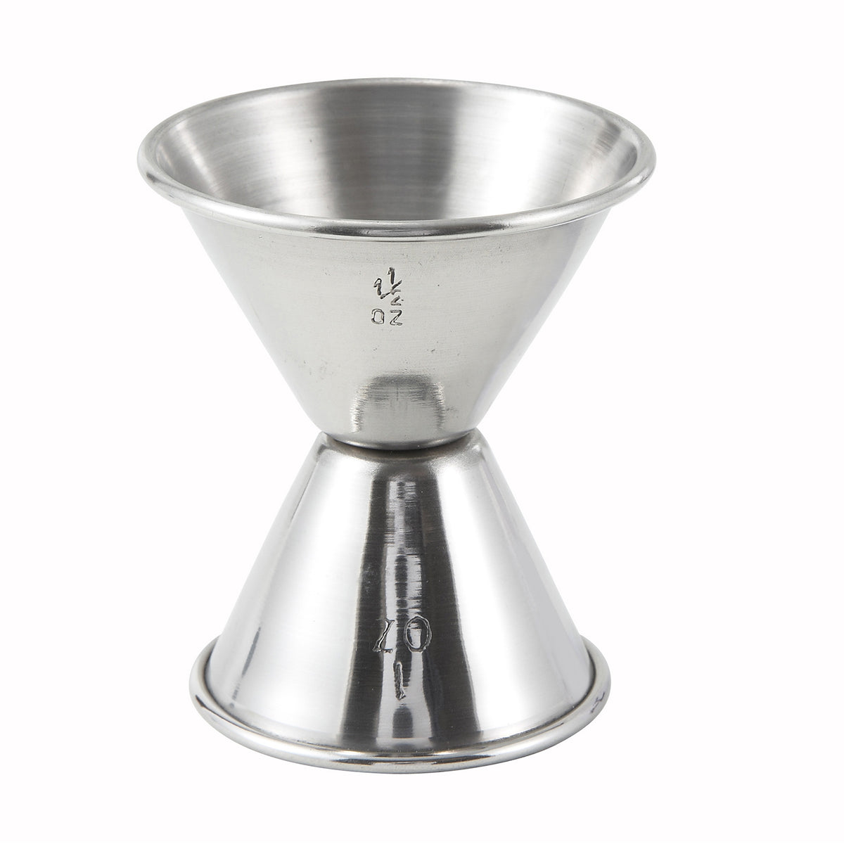 Winco J-4 Stainless Steel Jigger, 1 oz. x 1-1/2 oz. | 0" Wide