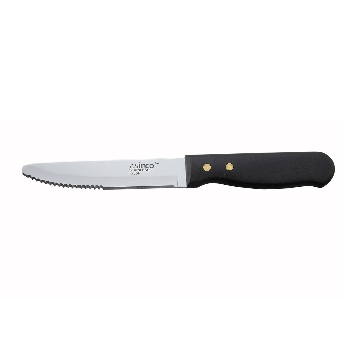 Winco K-85P Steak Knife, 9-15/16" OAL, 5" Stainless Blade, Plastic Handle, NSF Certified - 1 Dozen