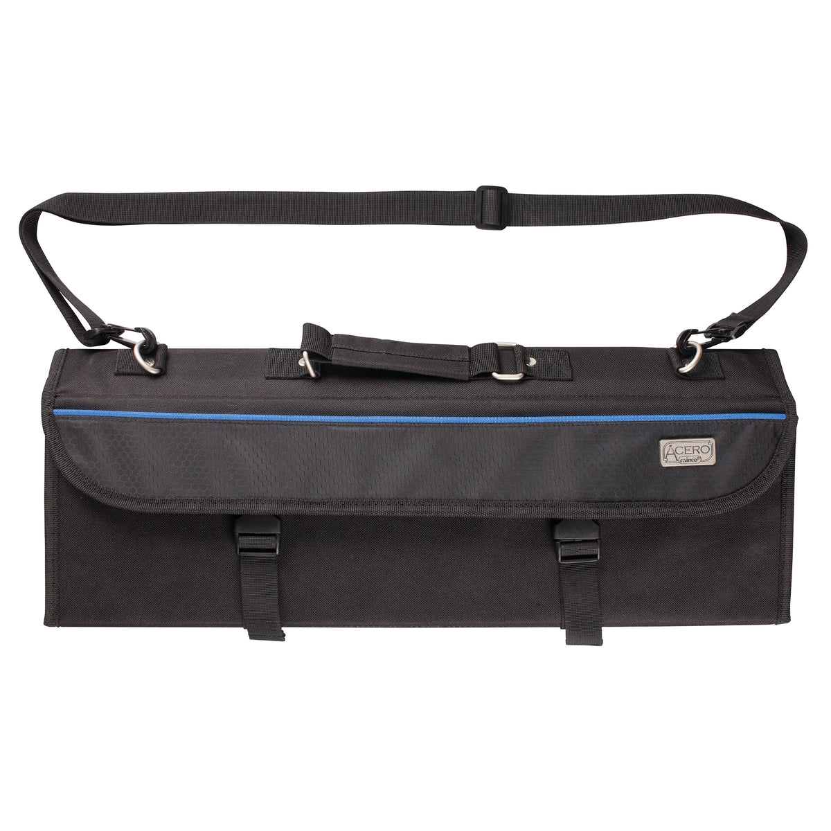 Winco KBG-11 Black Polyester 11 Compartment Knife Bag, Polyester Exterior | 11 pc