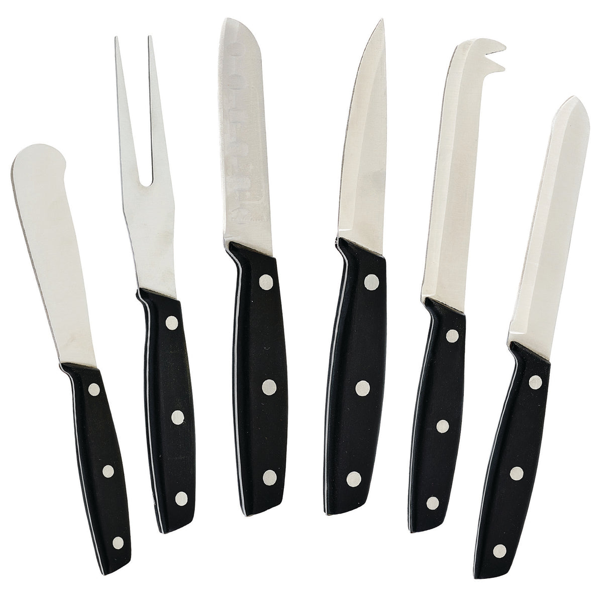 Winco KCS-6 Cheese Knife Set, 6-Piece with POM Handles, Stainless Steel Blades | 0" Wide