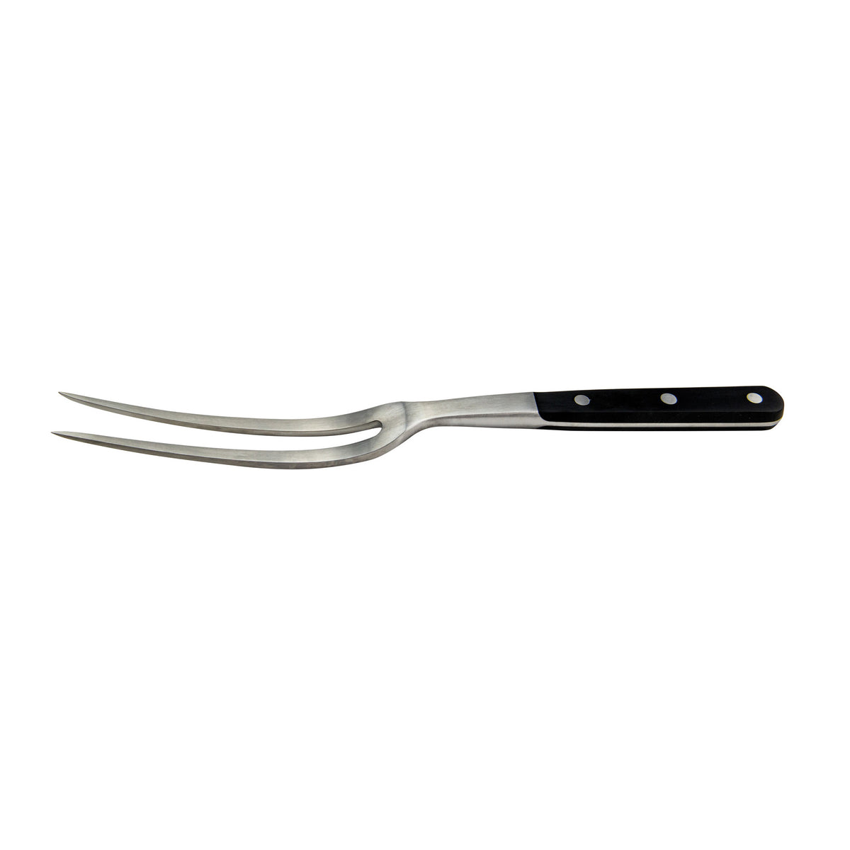 Winco KFP-62 Acero 6" Stainless Steel Curved Carving Fork w/ Black POM Handle