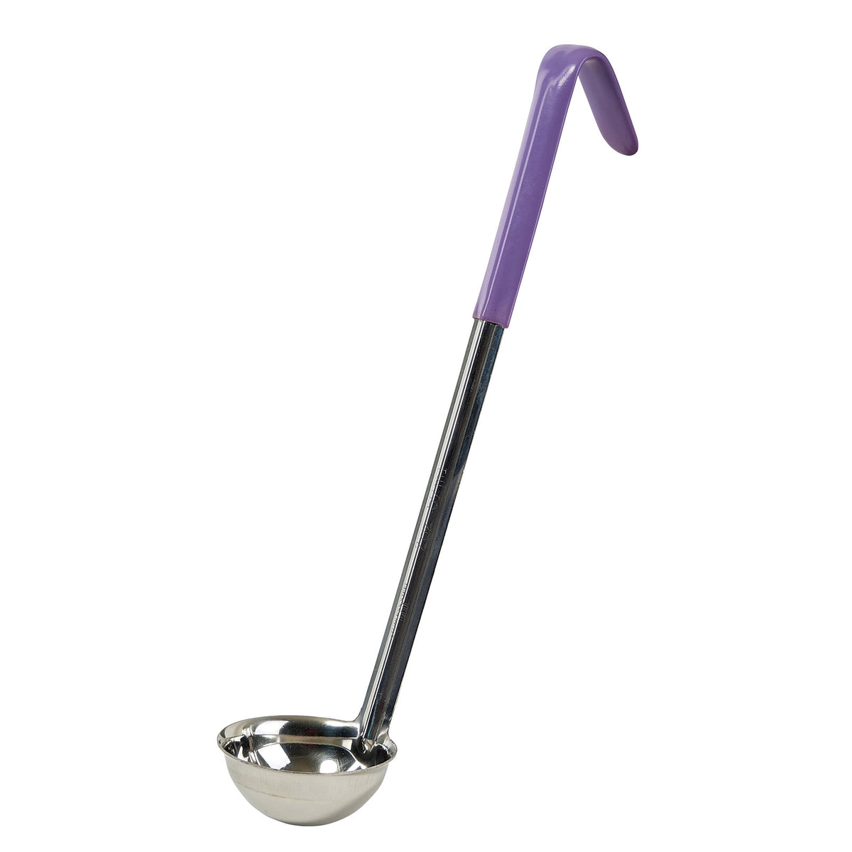 Winco LDC-2P 2 Oz. Allergen Free Purple Handle One-Piece Stainless Steel Ladle | 2 to 5 oz