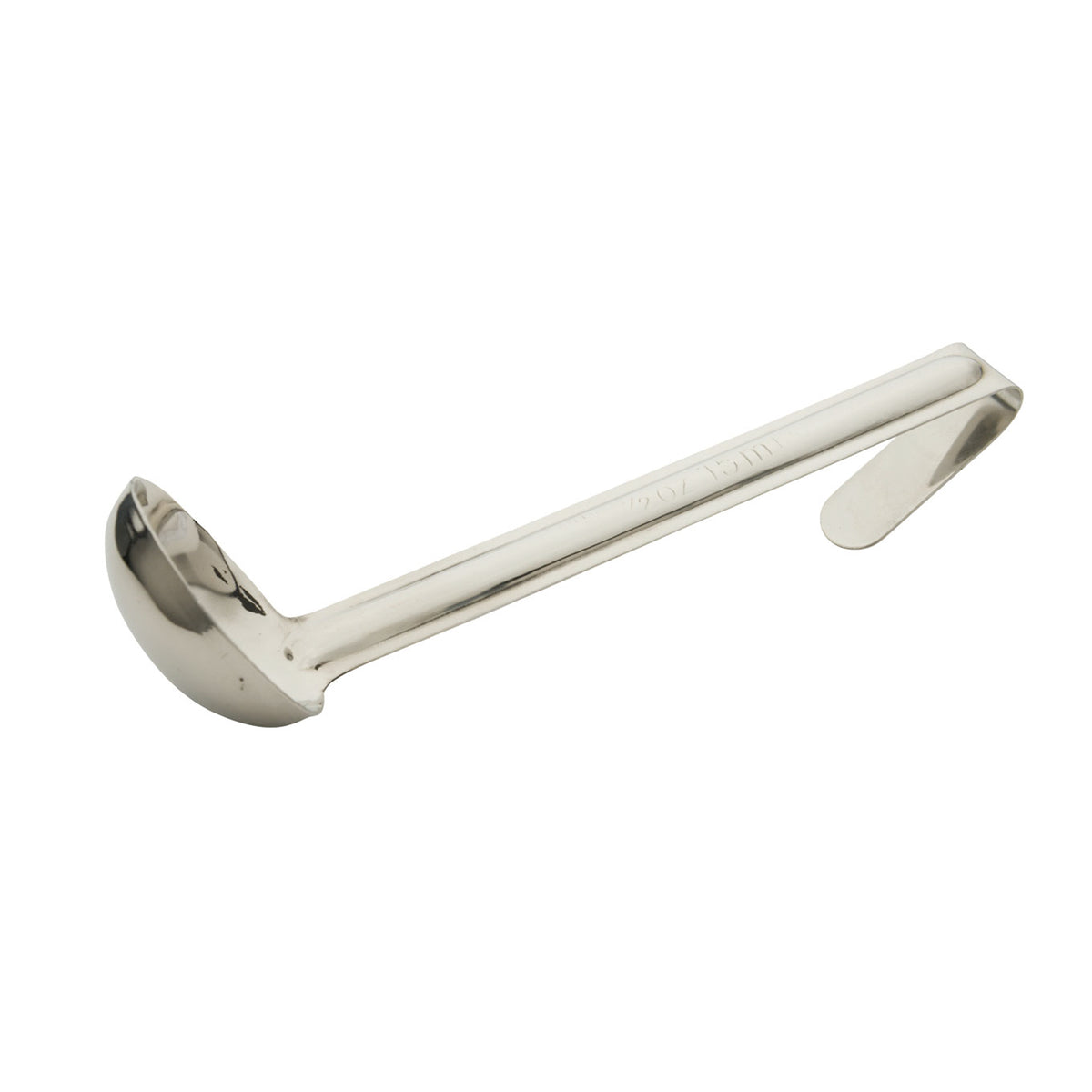 Winco LDI-05SH Stainless Steel 6" Round Bottom 1 Piece 1/2 oz. Serving Ladle w/ Short Handle | 1/2 to 1-1/2 oz