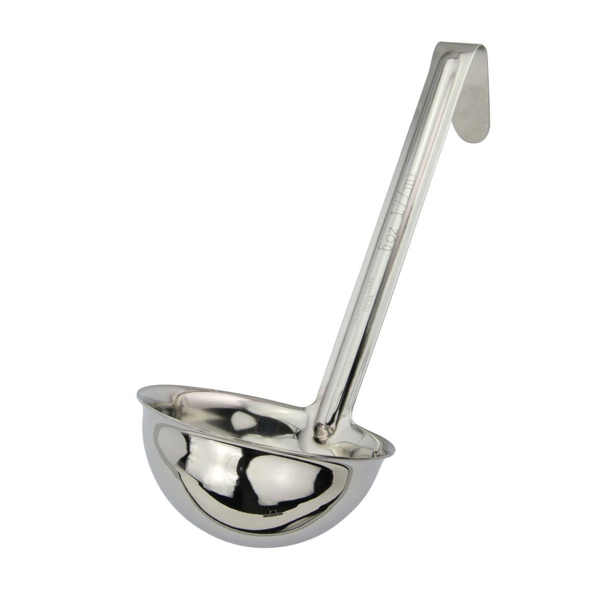 Winco LDI-60SH 6 oz One-Piece Stainless Steel LDI Series Serving Ladle w/ 6" Long Handle | 6 to 8 oz
