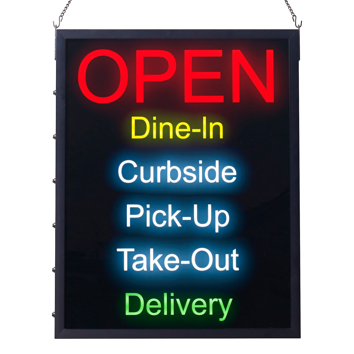 Winco LED-20 "Open," "Dine-In," "Curbside," "Pick-Up," "Take-Out," "Delivery" Sign