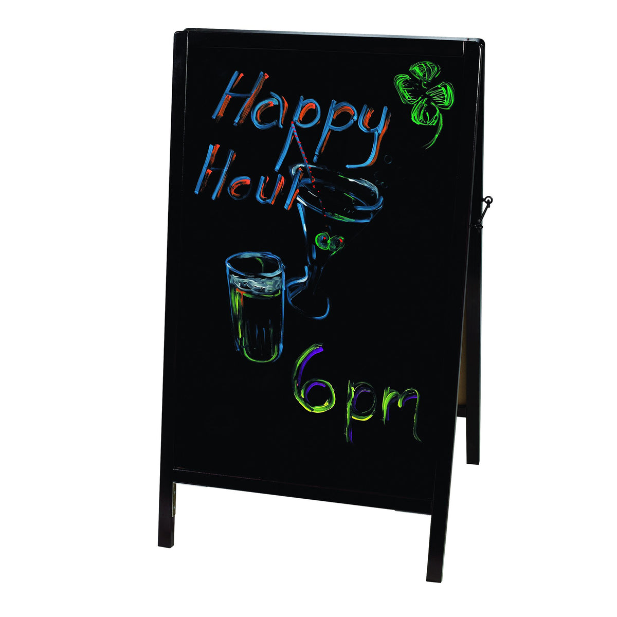 Winco MBAF-4 Dual-Sided Marker Board, 25-1/4" L x 45" H, Frame, Black Board, Markers & Eraser - Set
