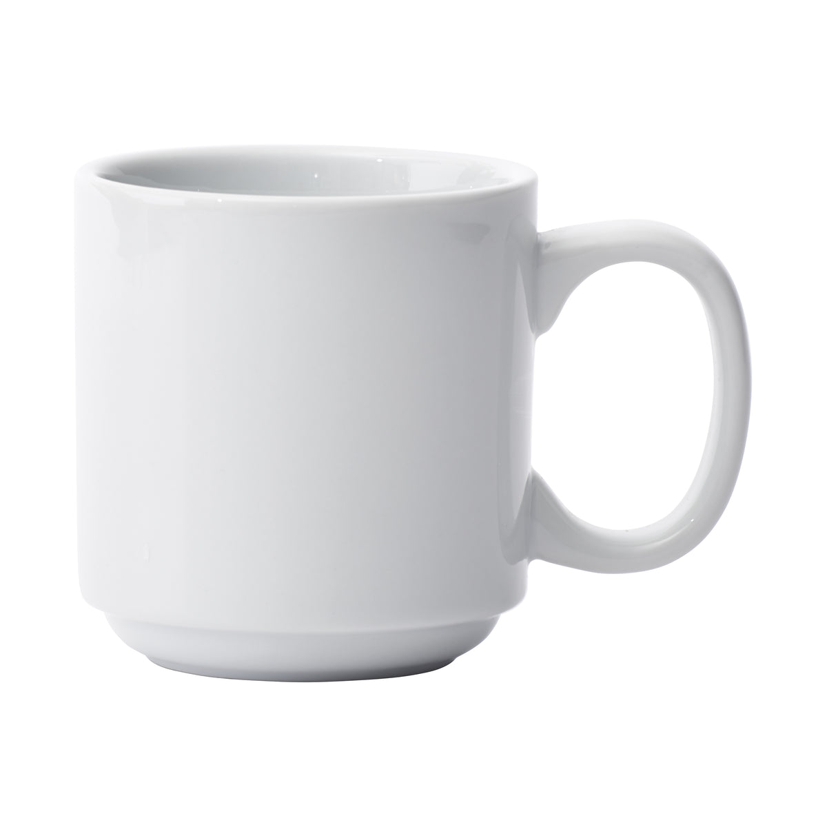 Winco MMC-12 Mangula White Porcelain 12-13 oz Mug, 3.25" Dia x 3.625" H, Stackable - 1 Dozen | 12 - 13 oz