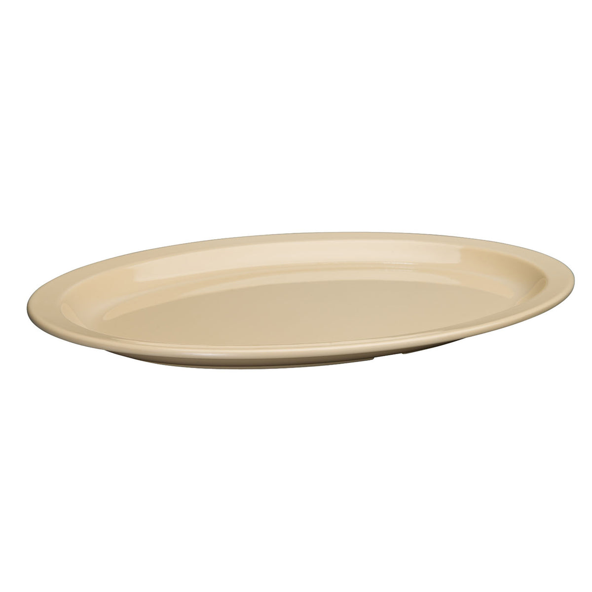 Winco MMPO-1510 Oval Melamine Platter 15-1/2" x 10⅞" Tan Rim Heat-Resistant Dishwasher-Safe - 1 Dozen