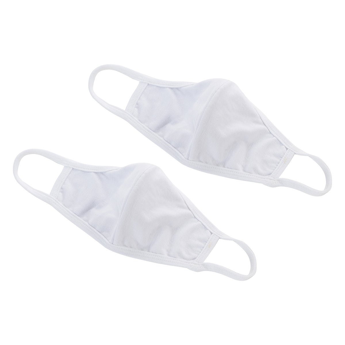 Winco MSK-1WML White Face Mask, Medium/Large 7-1/4" x 5-1/2", 2-Ply 100% Cotton, Reusable - 2/Pack
