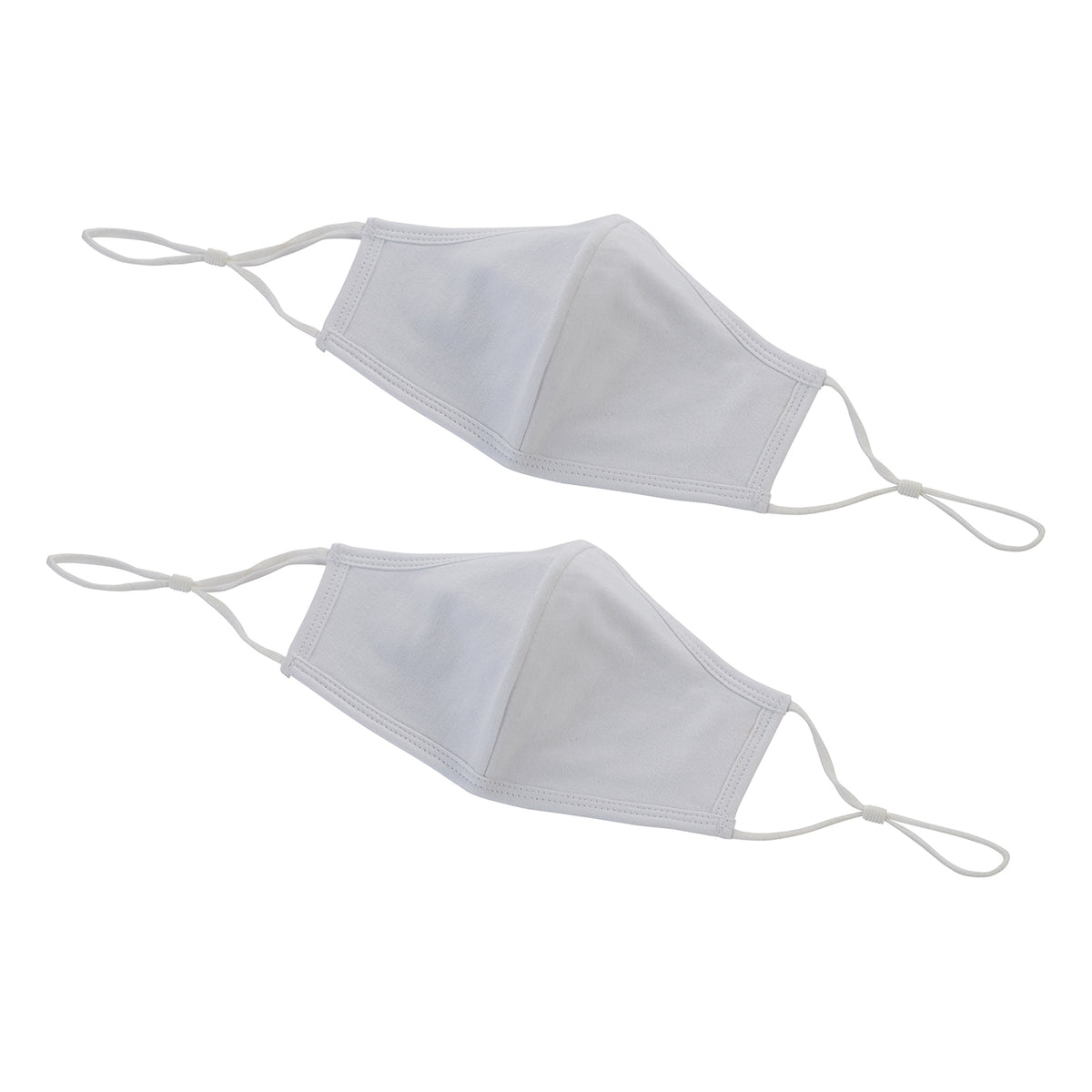Winco MSK-2WLXL Face Mask Large/XL 7-1/4" x 5-1/2" 2-Ply 100% Cotton White Adjust Clip - 2/Pack