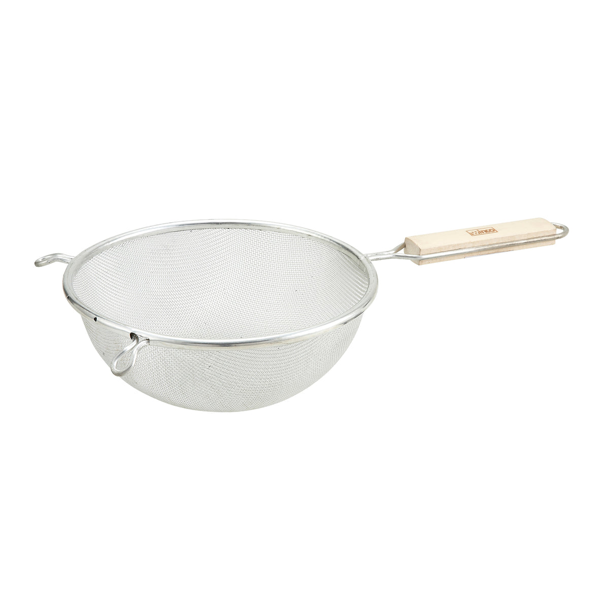 Winco MSTF-6S 6 1/4" Diameter Single Mesh Strainer, Round w/ Wood Handle