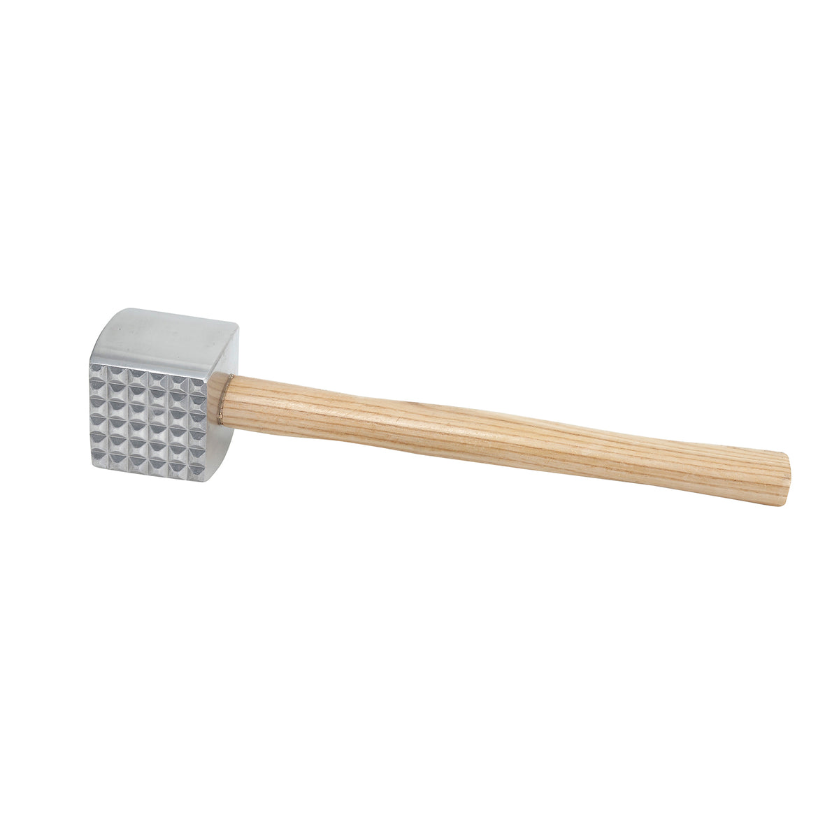 Winco MT-4 Manual Meat Tenderizer, 13" OAL, 3" x 2-1/2" Aluminum Head, Wood Handle, 2-Sided