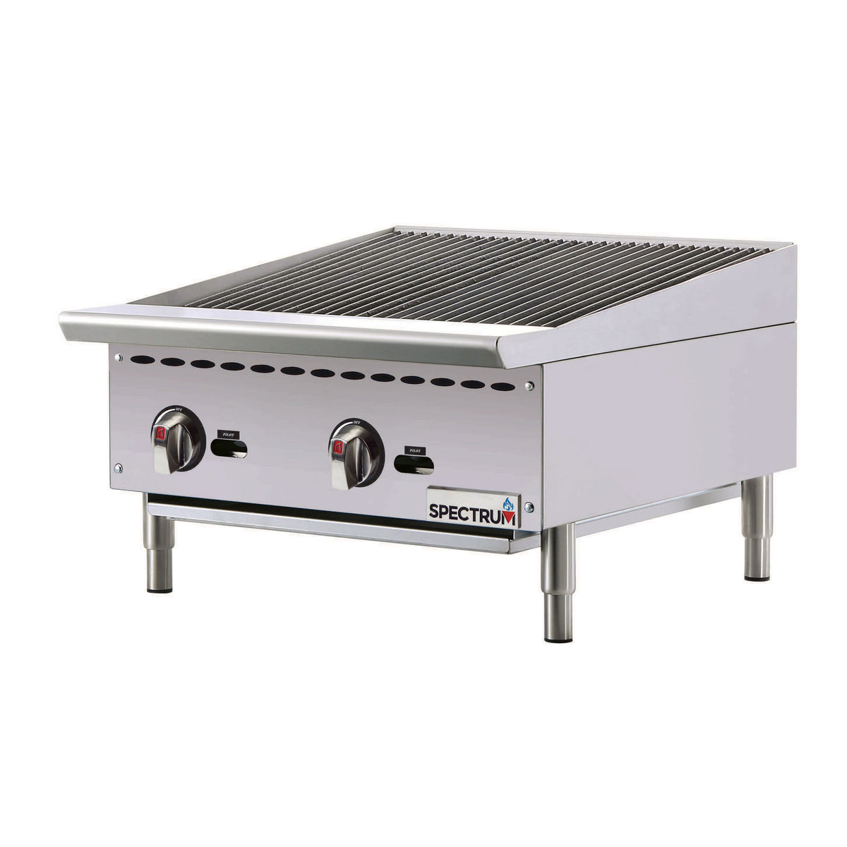 Winco NGCB-24R 24" Countertop Spectrum Gas Radiant Charbroiler w/ (2) Burners