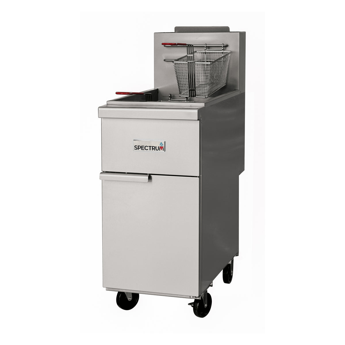 Winco NGGF-40-NG 34" Floor Model Gas Fryer, Full Pot, Natural Gas, 40 Ibs, 90.000 BTU, Stainless Steel