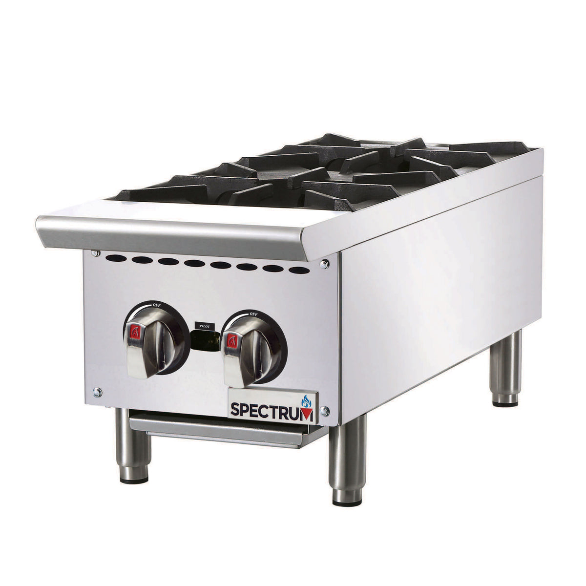 Winco NGHP-2 12" Countertop Gas Hotplate with (2) Burners, Infinite Controls, 50.000 BTU