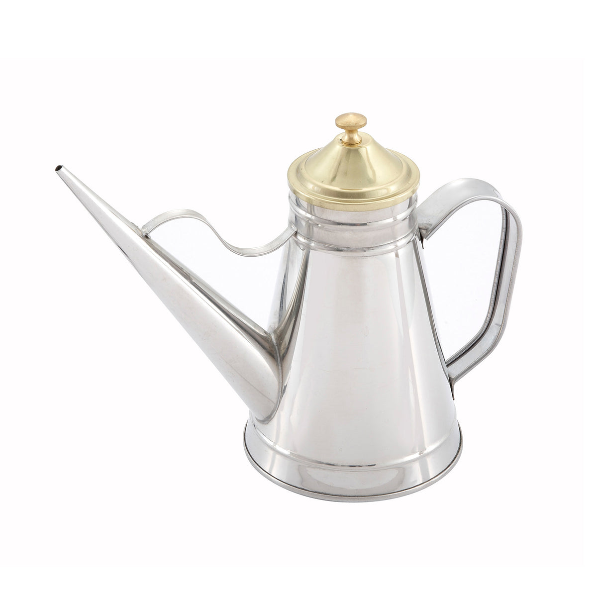 Winco OC-24 24 oz. Oil Can / Cruet with Brass Knob & Cover | 0" Wide