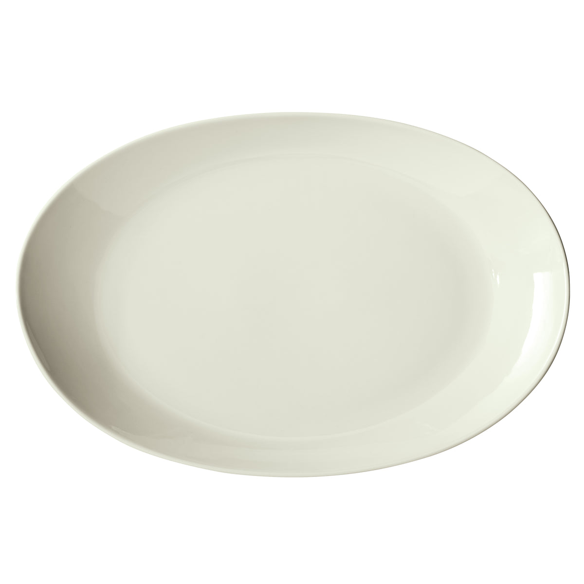 Winco OKP-1275PL-AW Oval China Platter, 12"-3/4 x 10"-1/4 x 1-1/2" Porcelain, American White Finish - 1 Dozen