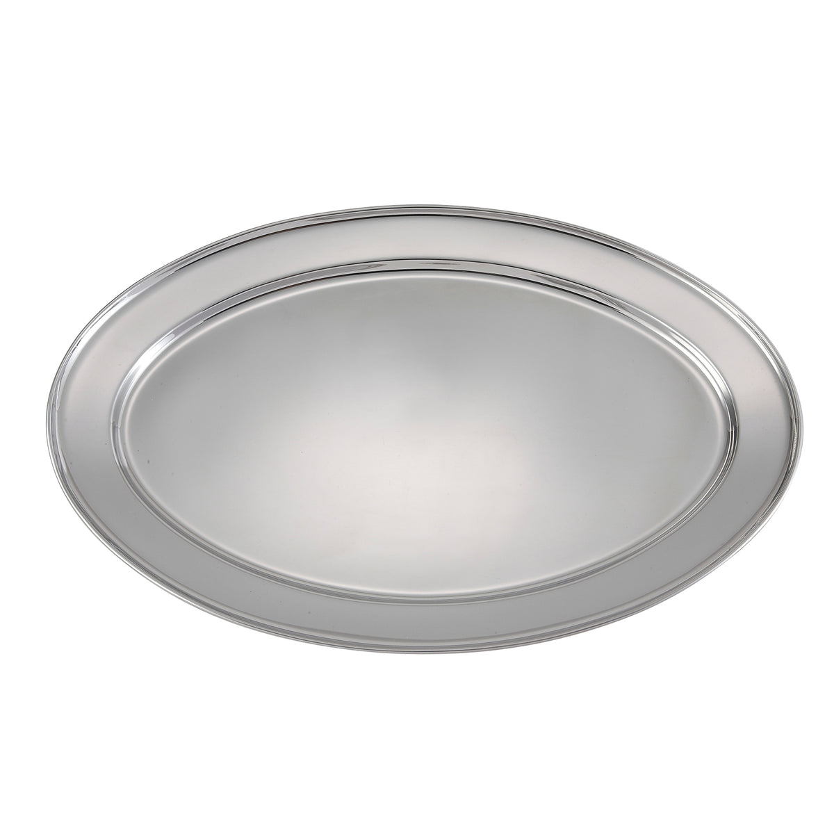 Winco OPL-22 Oval Stainless Steel 21-3/4" x 14-1/2" Platter