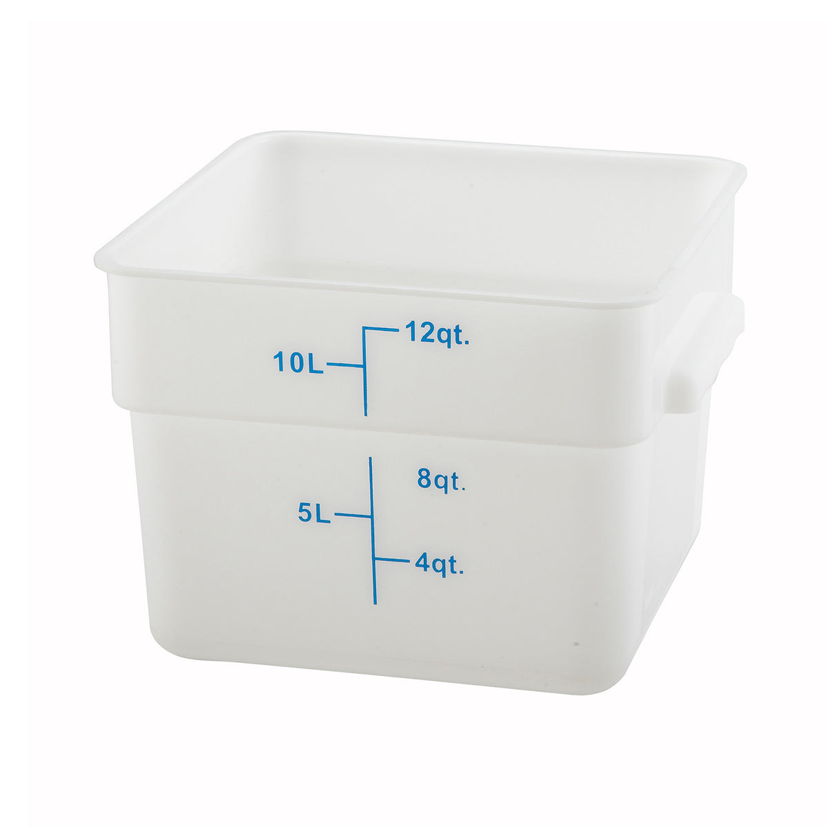 Winco PESC-12 Square 12 Qt Polypropylene Food Storage Container, White | 7 - 12 qt capacity