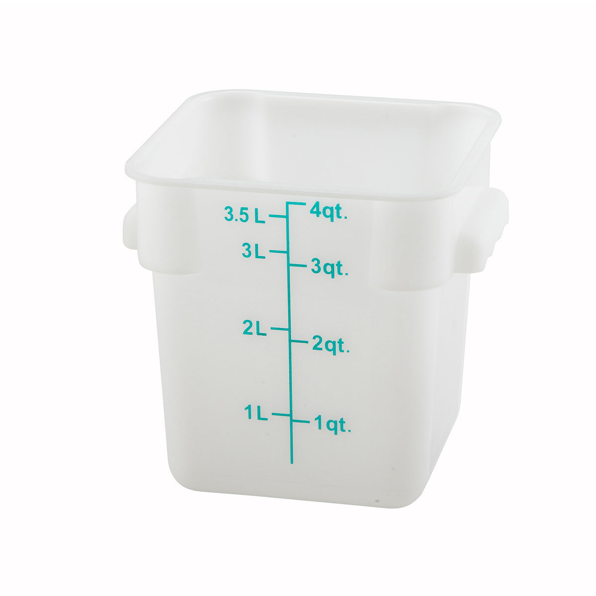 Winco PESC-4 4 qt White Square Food Storage Container | 3 - 6 qt capacity