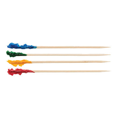 Winco PK-C4 Frills Picks, 3-15/16"L (100Mm), Wood, With Cellophane - 1000/Bag