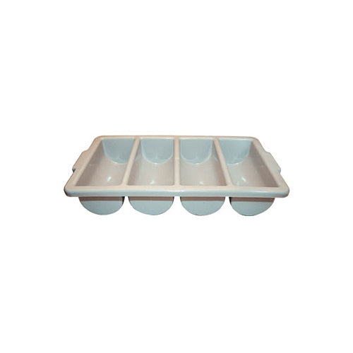 Winco PL-4B Plastic 4 Compartment Gray Cutlery Box | 21.13" Wide