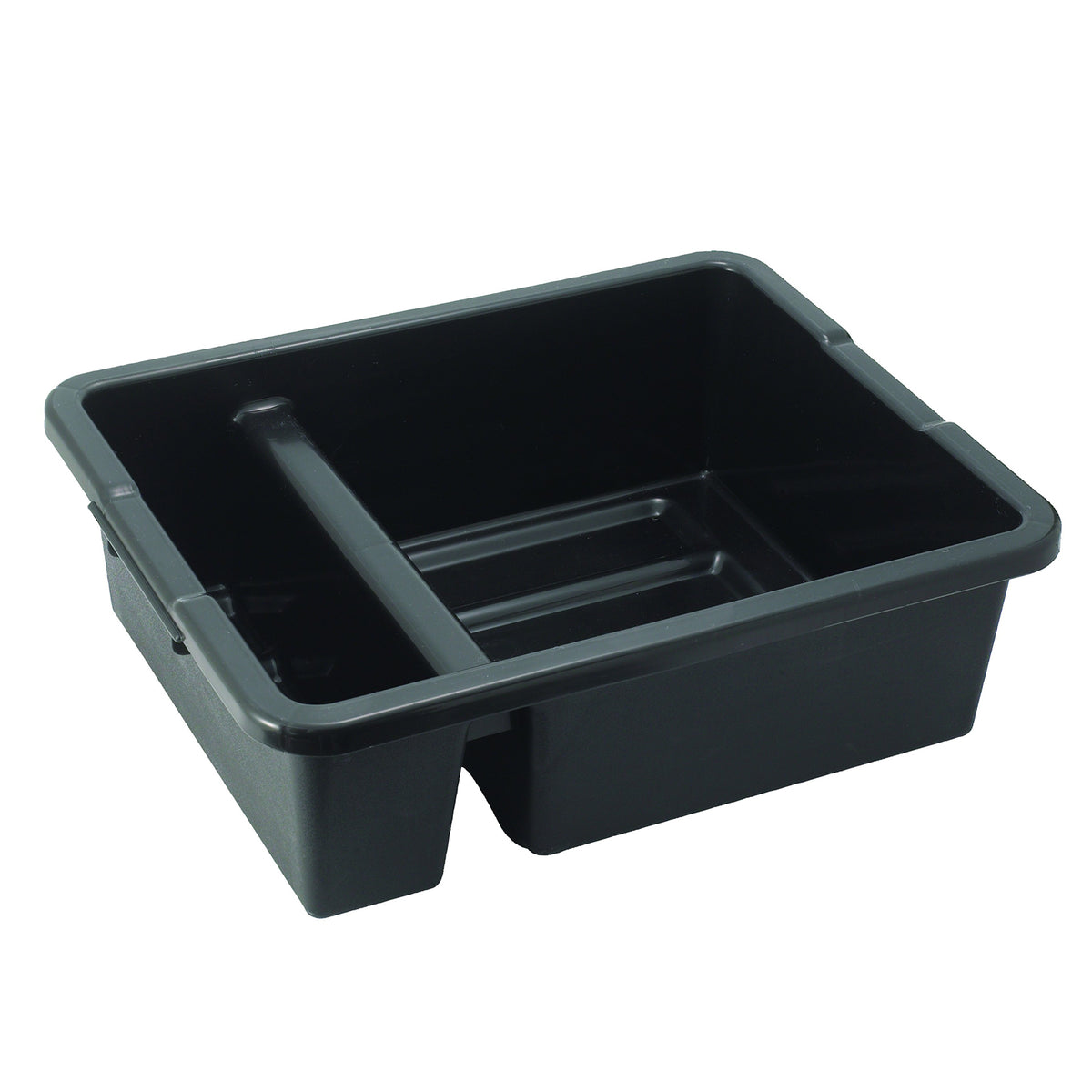 Winco PLTC-7K Black Bus Box, 2-Compartment, Rounded Corners | polypropylene