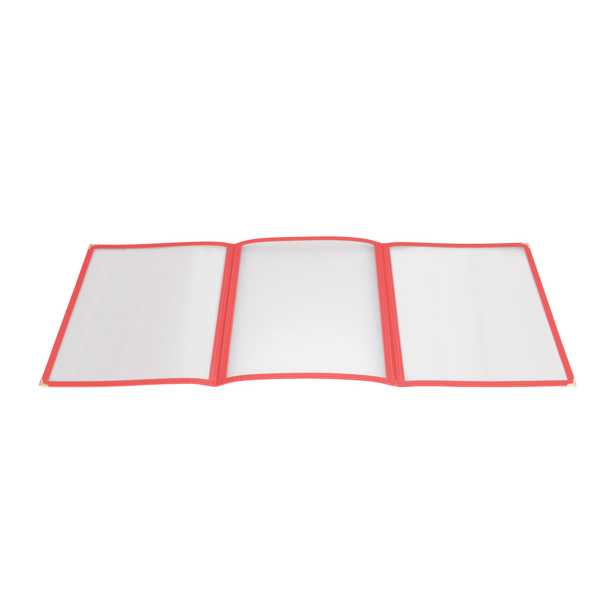 Winco PMCT-9R Menu Cover, Triple Fold, Overall 9-1/2" X 12-1/8", Holds 8-1/2" X 11" Paper | plastic