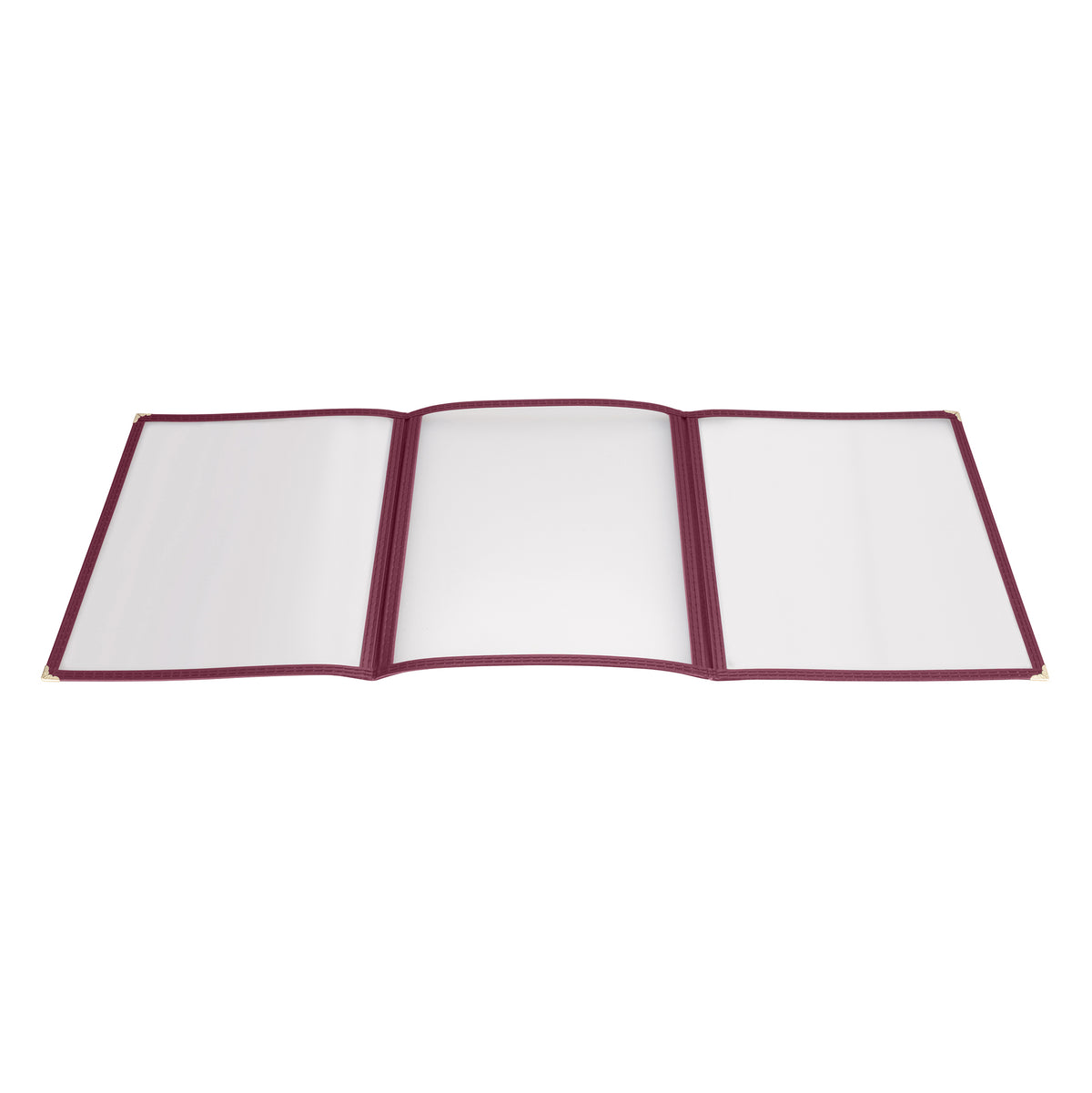 Winco PMCT-9U Menu Cover, Triple Fold, Overall 9-1/2" X 12-1/8", Holds 8-1/2" X 11" Paper | plastic