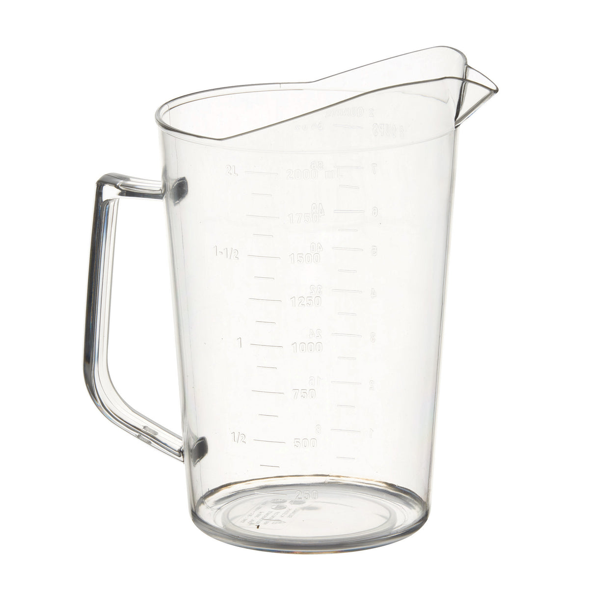 Winco PMU-200 Measuring Cup, 2 qt., with Raised Graduation Markings | 64 oz = 8 cup