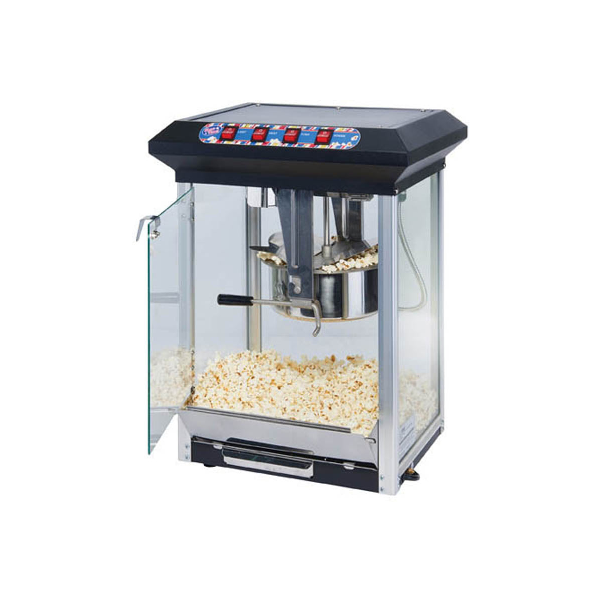 Winco POP-8B Showtime 8 oz Countertop Popcorn Machine, Black, 120V | 17.75" Wide