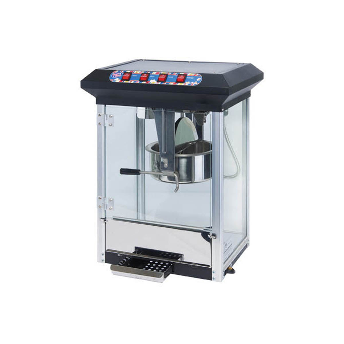 Winco POP-8B Showtime 8 oz Countertop Popcorn Machine, Black, 120V | 17.75" Wide
