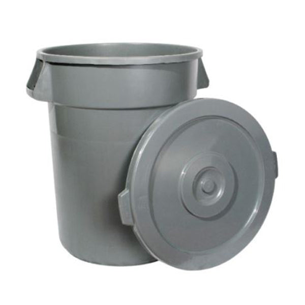 Winco PTC-20G Round Trash Can, 20-Gallon, 20"L x 19-1/4"W x 22-5/6"H, Heavy-Duty HDPE Gray | 20 - 29 gallon