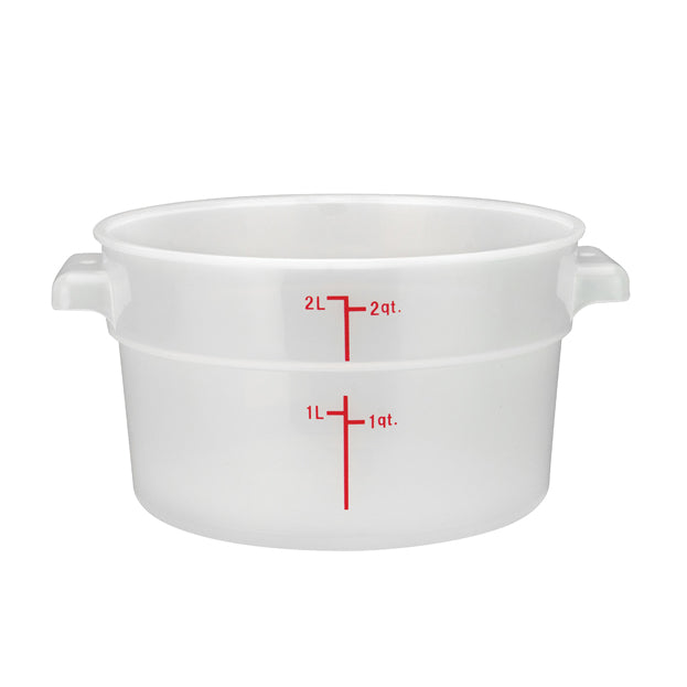 Winco PTRC-2 Round Translucent Food Storage Container, 2 Qt. | 1 - 2 qt capacity
