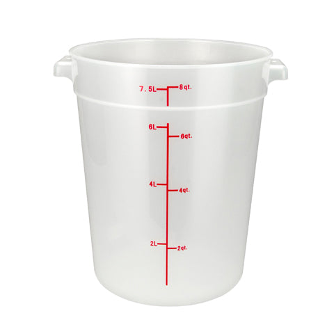 Winco PTRC-8 Round 8 Qt. Translucent Food Storage Container | 7 - 12 qt capacity