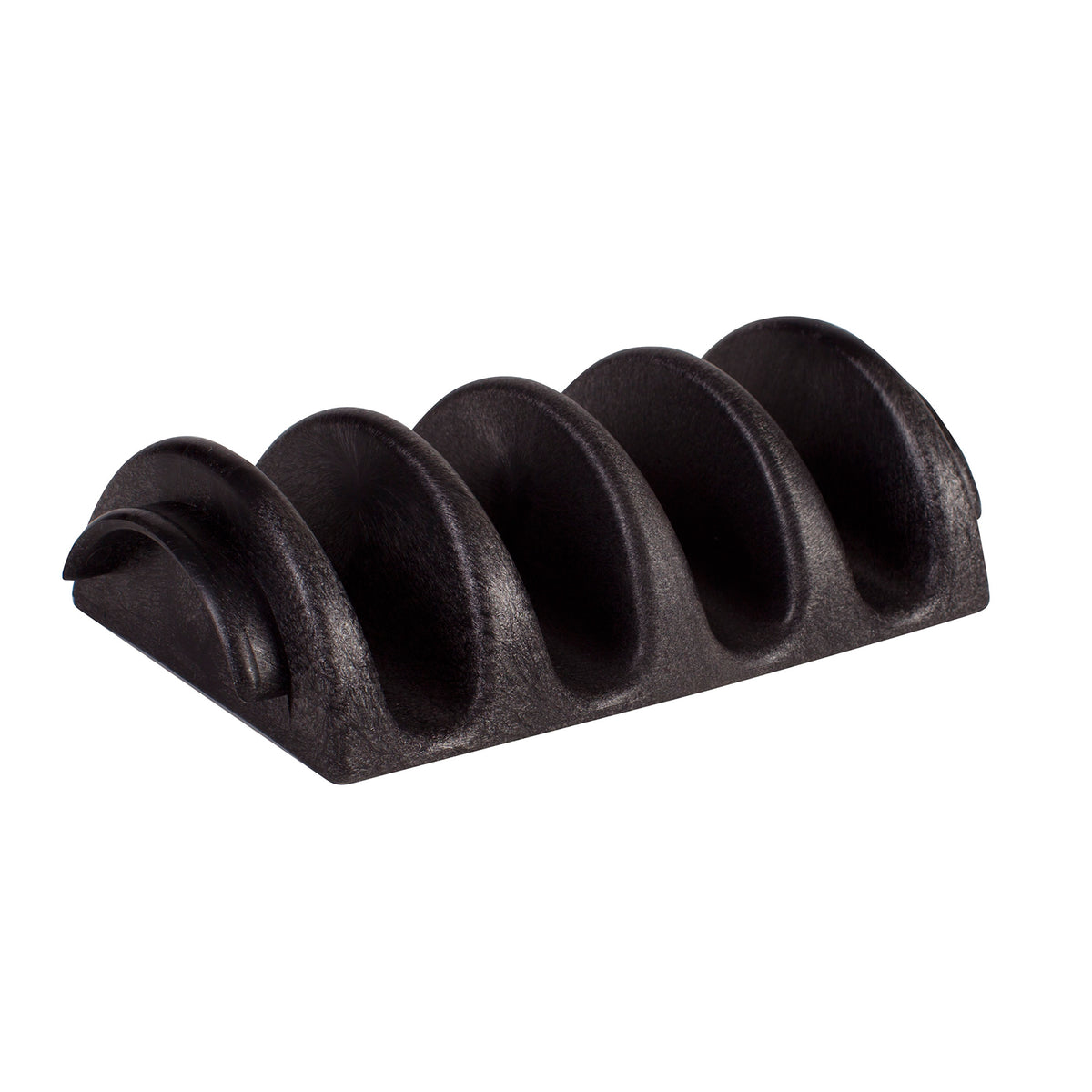 Winco PTS-4 Taco Server, 8" L x 5" W x 2.5" H, Holds 4 Tacos, BPA-Free Black Plastic, NSF - 2/Set