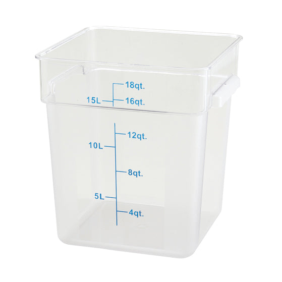 Winco PTSC-18 18 Qt. Polypropylene Square Food Storage Container | 13 - 18 qt capacity
