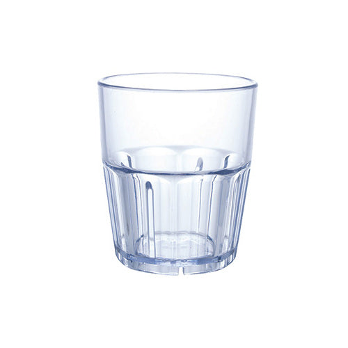 Winco PTSN-9 Havana Tumbler, 9 oz, Blue Ribbed SAN Plastic, Dishwasher Safe - 1 Dozen